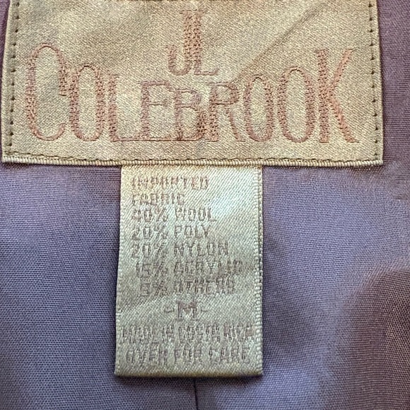 Vintage JL Colebrook brown houndstooth plaid wool blazer Jacket suede collar M - Picture 10 of 11